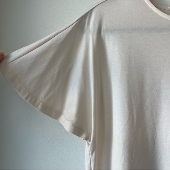 Anne Klein NWOT keyhole back sheer neutral short flutter sleeve shirt soft small - Picture 10 of 10